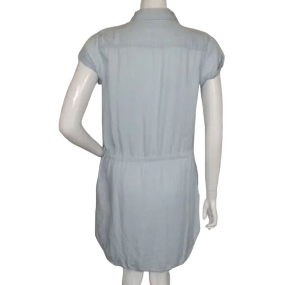THREAD & SUPPLY Dress, M, Chambray Blue, Button front/Collar, Mini, Drawstring - Picture 7 of 13